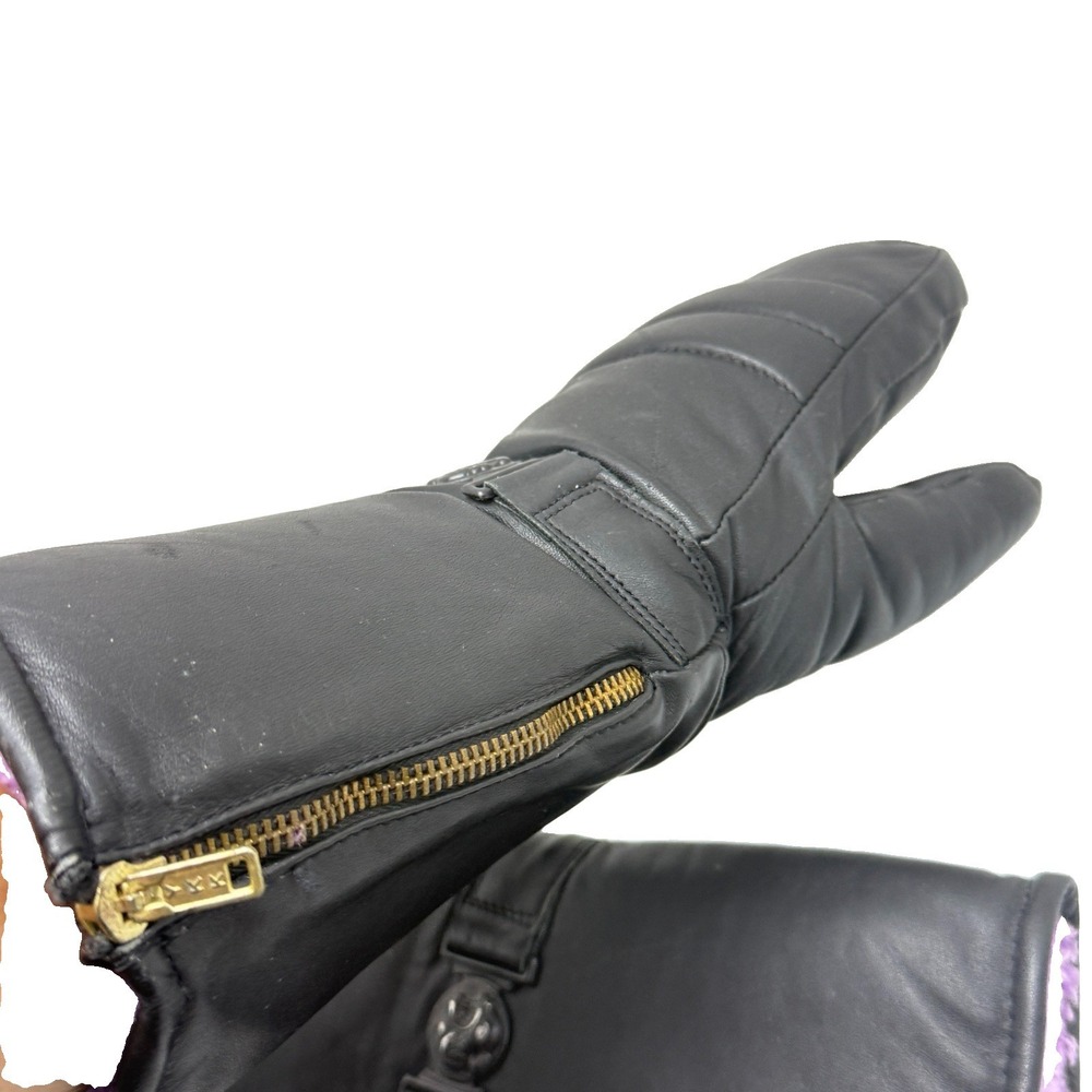 Arctic Cat Vintage 70s Cowhide Leather Snowmobile Mittens Mens S Purple Ski